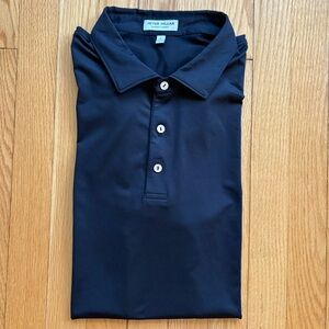 Peter Millar Summer Comfort Mens Short Sleeve Polo Large Black Solid